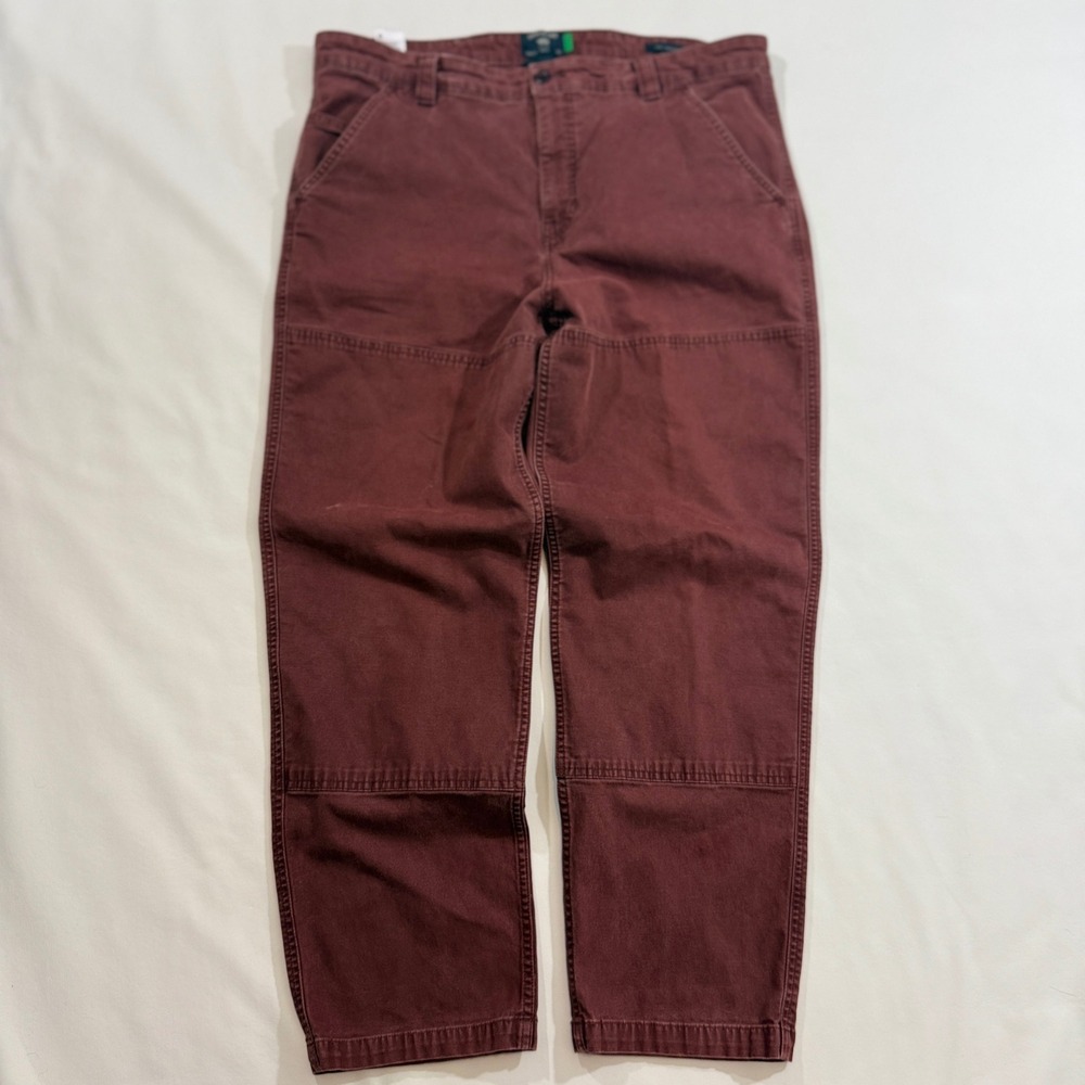 Dockers Straight Pants Mens 38x30 Burgundy Double Knee Canvas WaterLess Utility